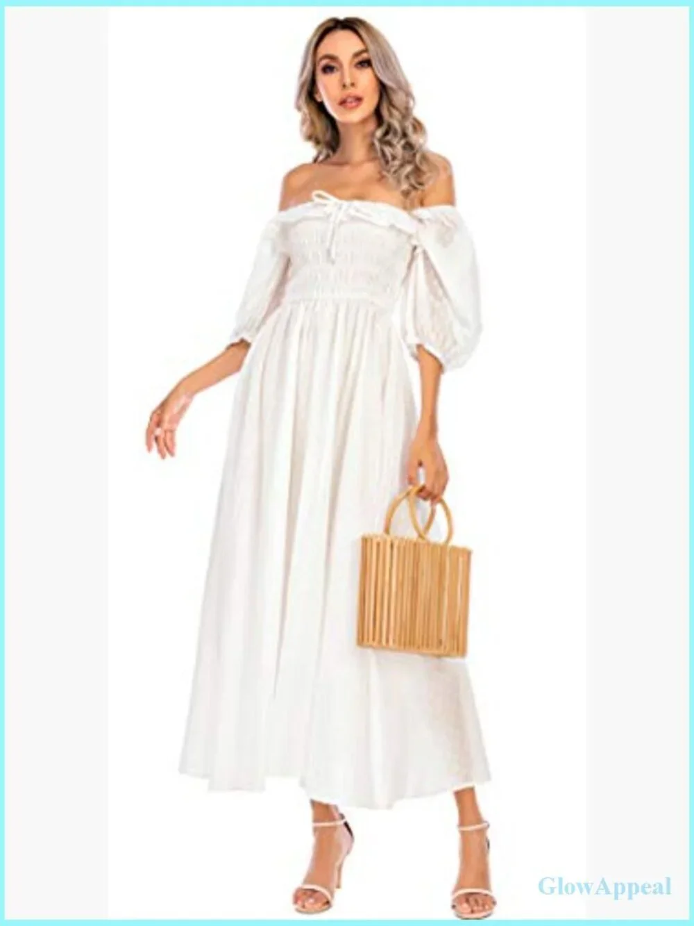 Summer Cotton Backless Midi Dress with Ruffles A-Line Flowy Casual